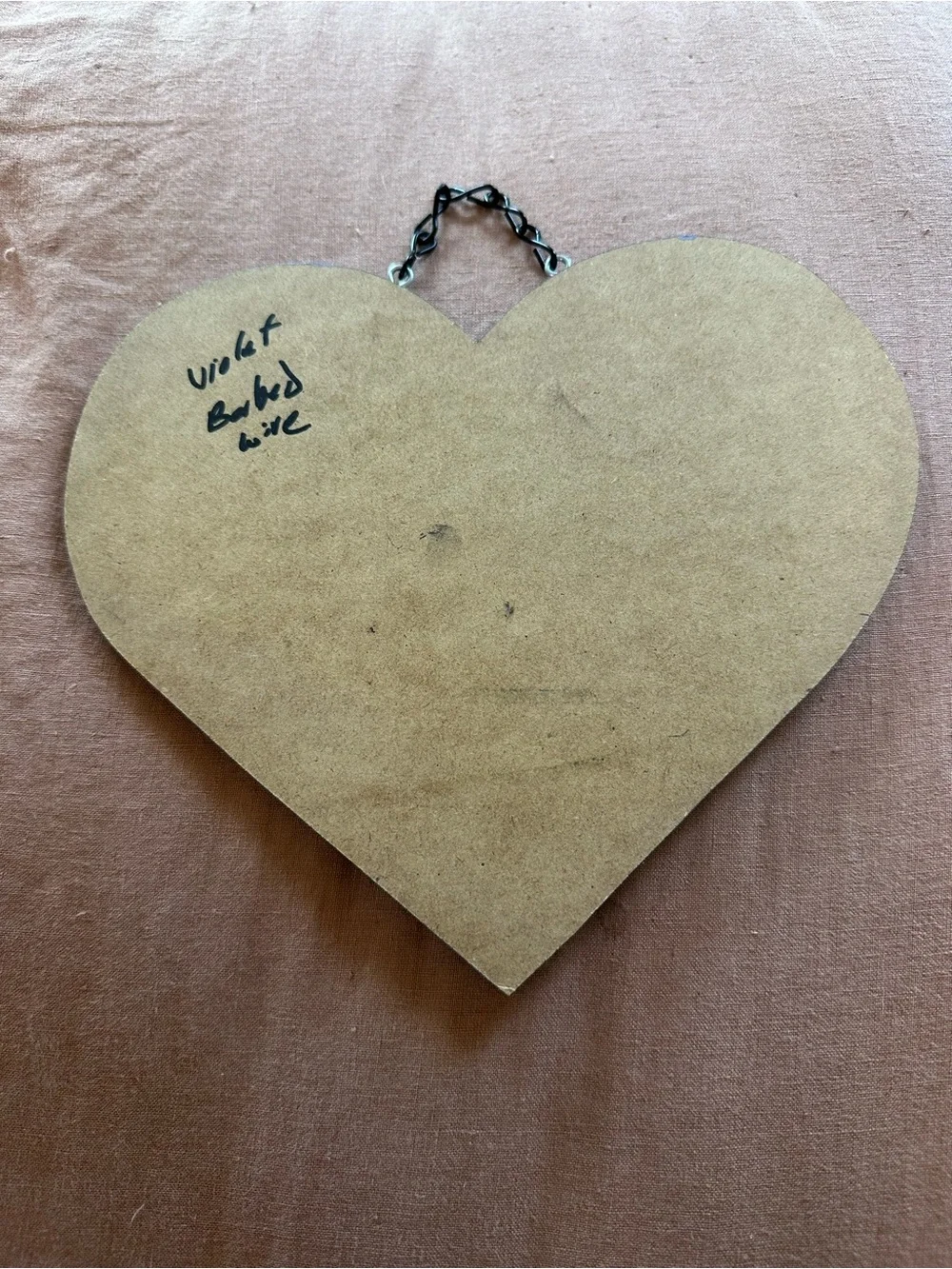 Lavender Heart Wall Plaque with Whale Graphic and painted Barb wire